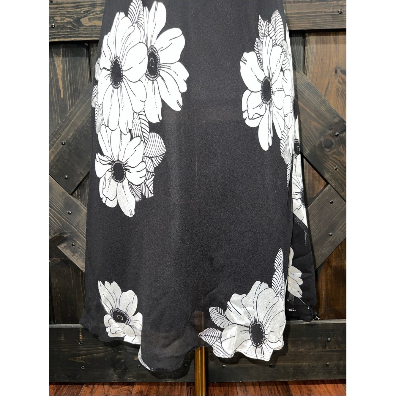 Ann Taylor Black Y2K Silk Halter Floral Midi Dress 8P NWT Classic Fairy Grunge