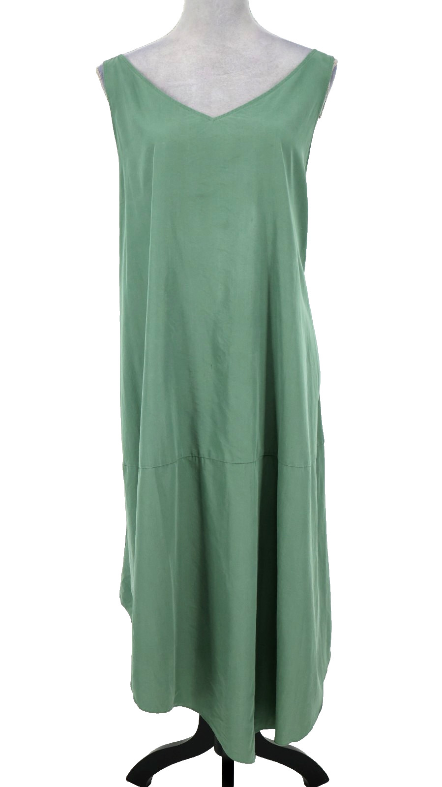 Eileen Fisher Dress Womens XL Green Chambray Tank Midi Oversized Swing Coastal