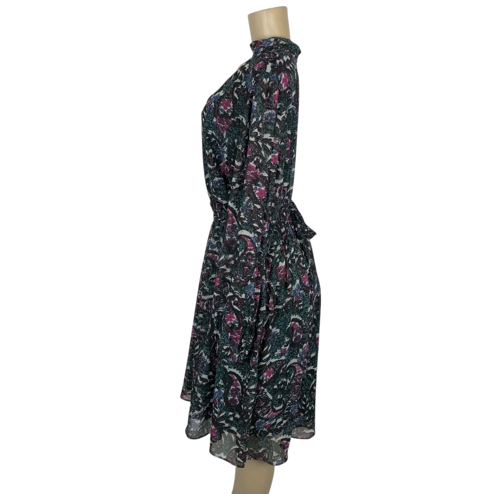 Lane Bryant Multicolor Print Belted A-Line Dress Size 16 Keyhole V-Neck Floral