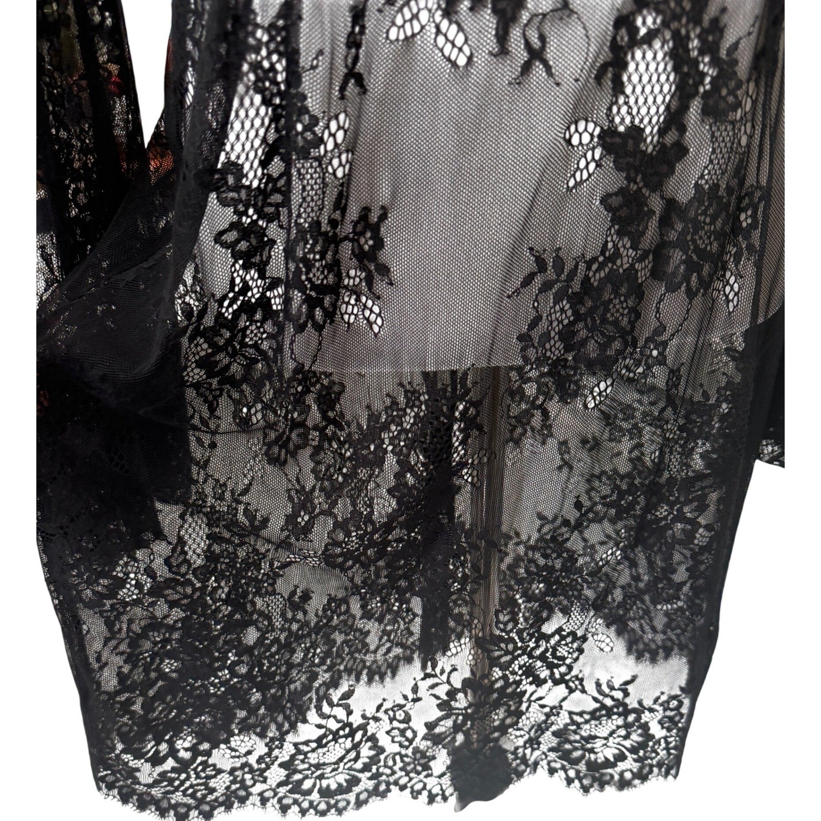 JNBY Womens Sheer Floral Lace Bell Sleeve Midi Dress Gothic Romantic Designer S