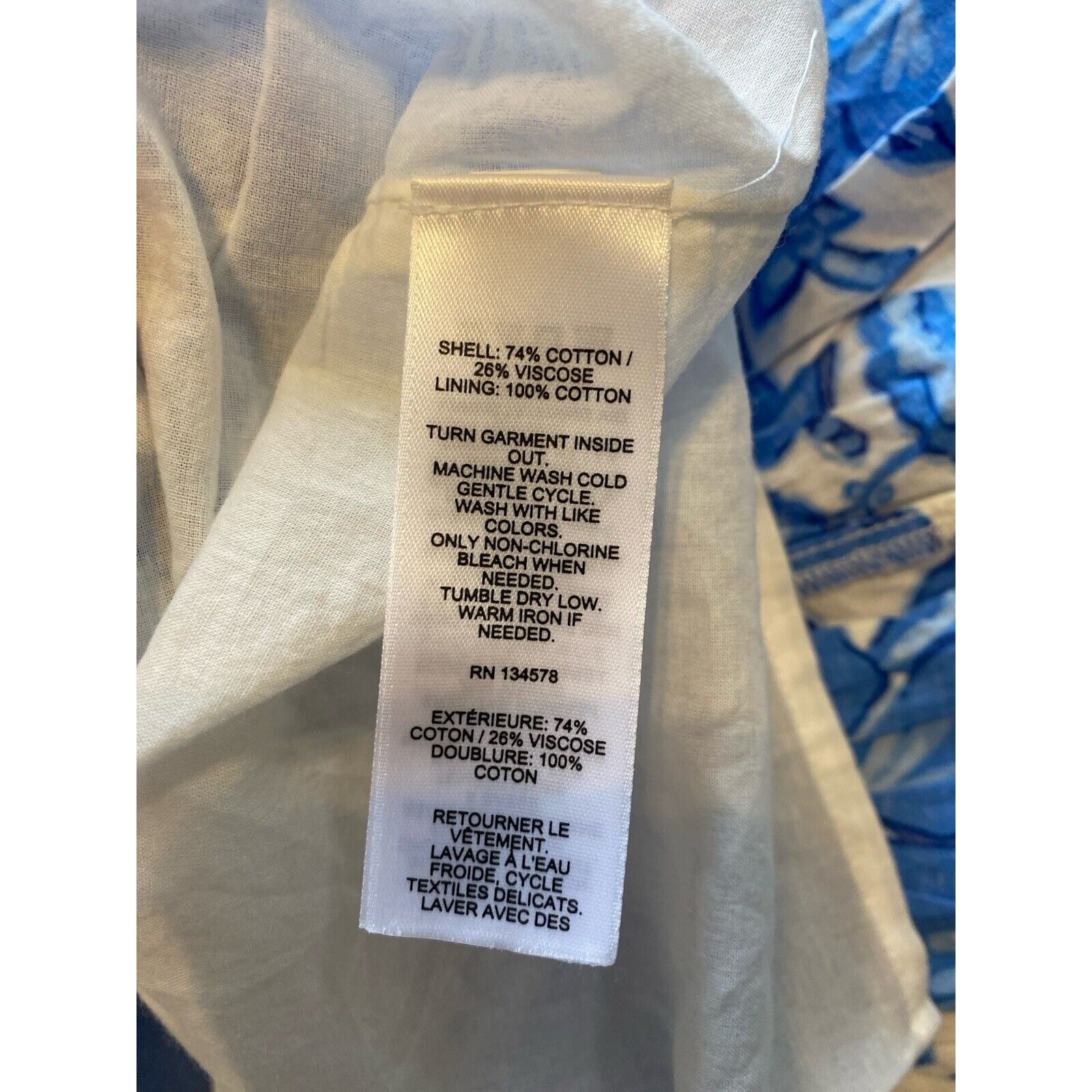 NEW Vineyard Vines Dress Womens XL Blue & White Floral Classic Trad Wife Midi