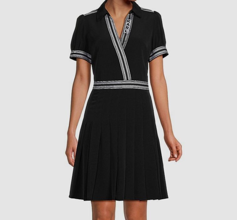 KARL LAGERFELD PARIS Women’s Black Wrap a-Line Mini Dress Size 10