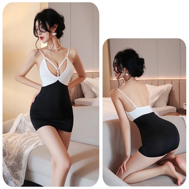 Women Tight-fitting Summer V Neck Dress Suspenders Ladies Camisole Skirt