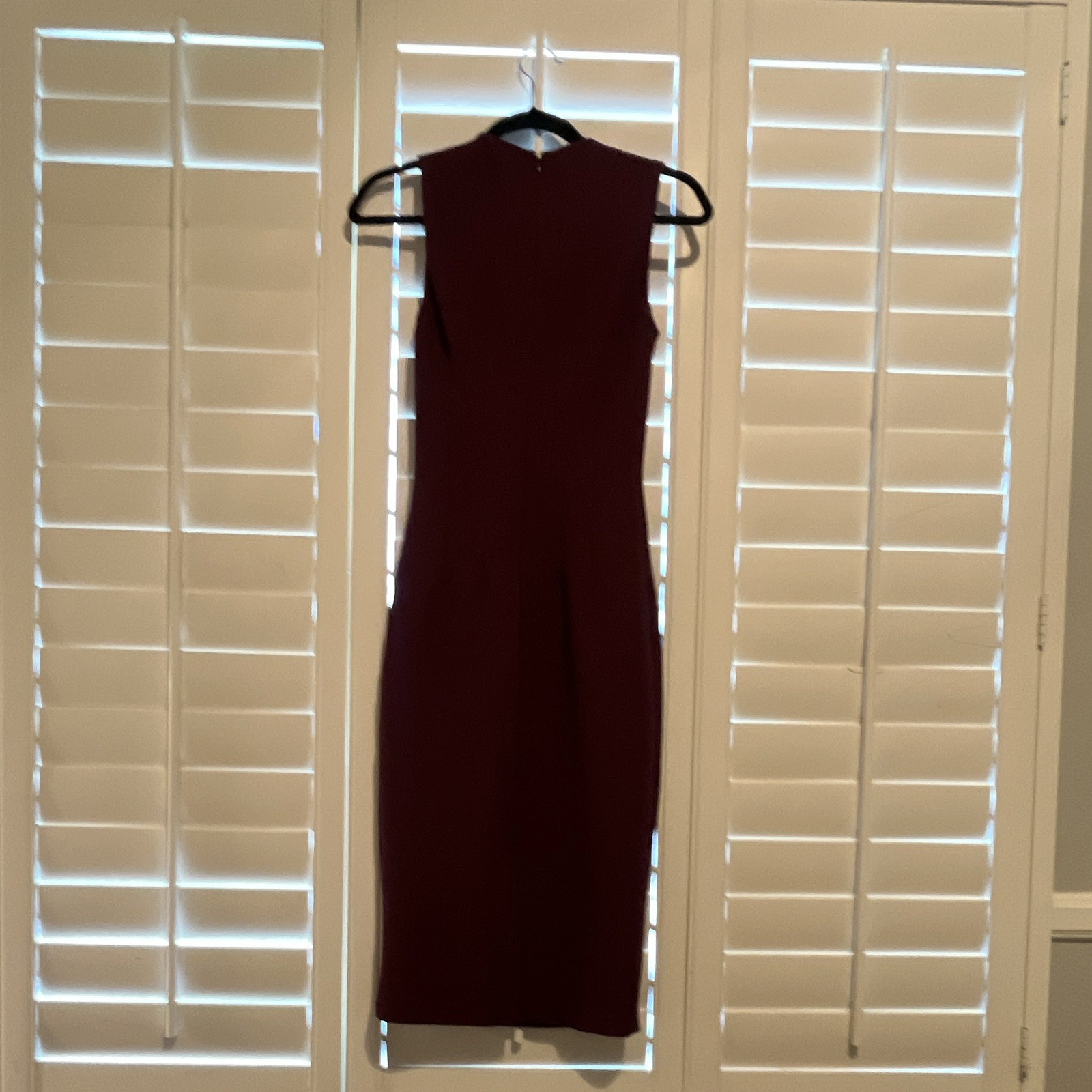 MANGO Burgundy Solid Sleeveless Square Neck Knit Sheath Bodycon Dress XS