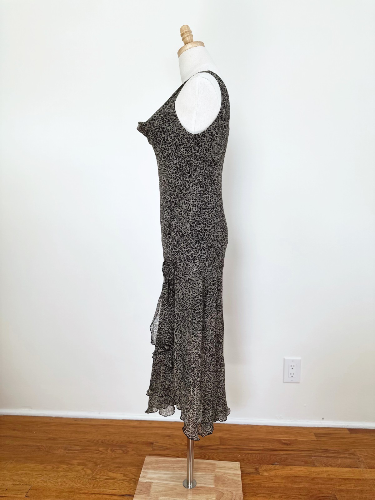 Jonathan Martin 100% Silk Slip Dress Size 8 Fairy Grunge Asymmetrical Bias Y2K