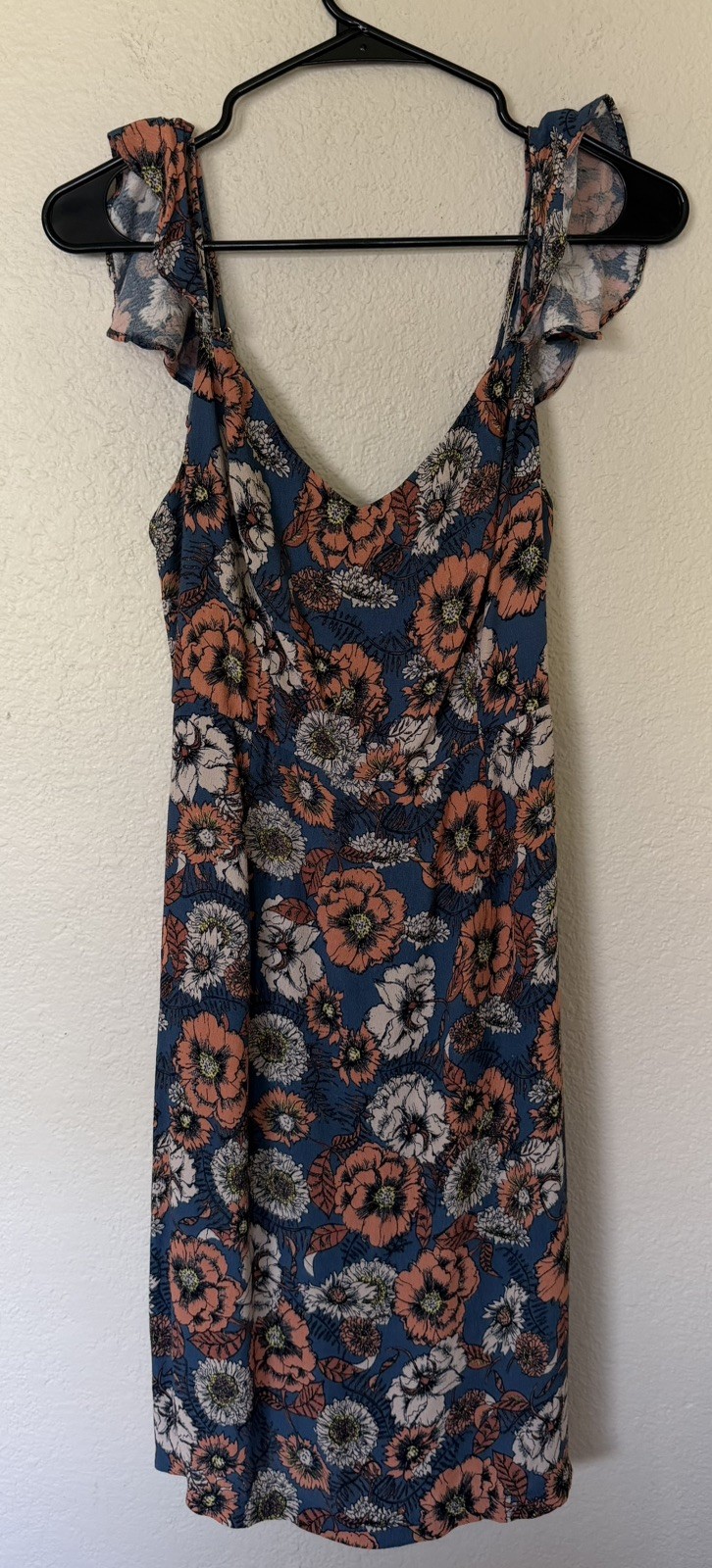 ASTR The Label Blue Orange Medium Cold Shoulder Cami Floral Sun Dress Festival
