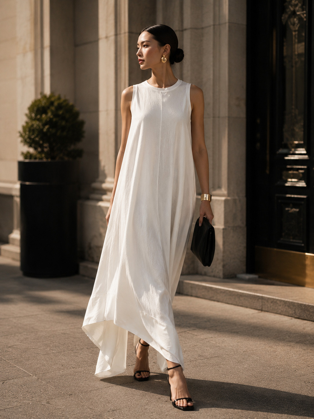 Pier Antonio Gaspari white asymmetrical sleeveless dress