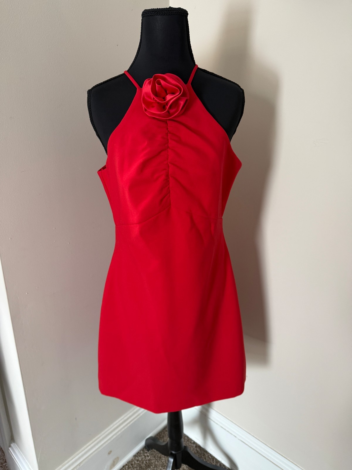 Likely Carro Scarlet Red Womens Dress Rosette Halter Size 10