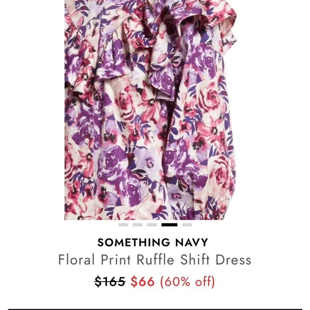 Something Navy Floral Ruffle Print Shift Dress Size Large