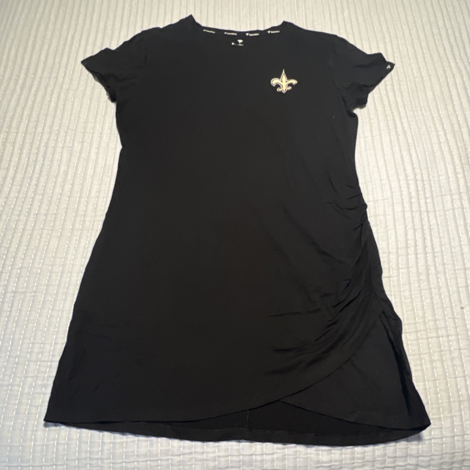 Fanatics Black Short Sleeve T-Shirt Dress Round Neck Logo Sports Size M