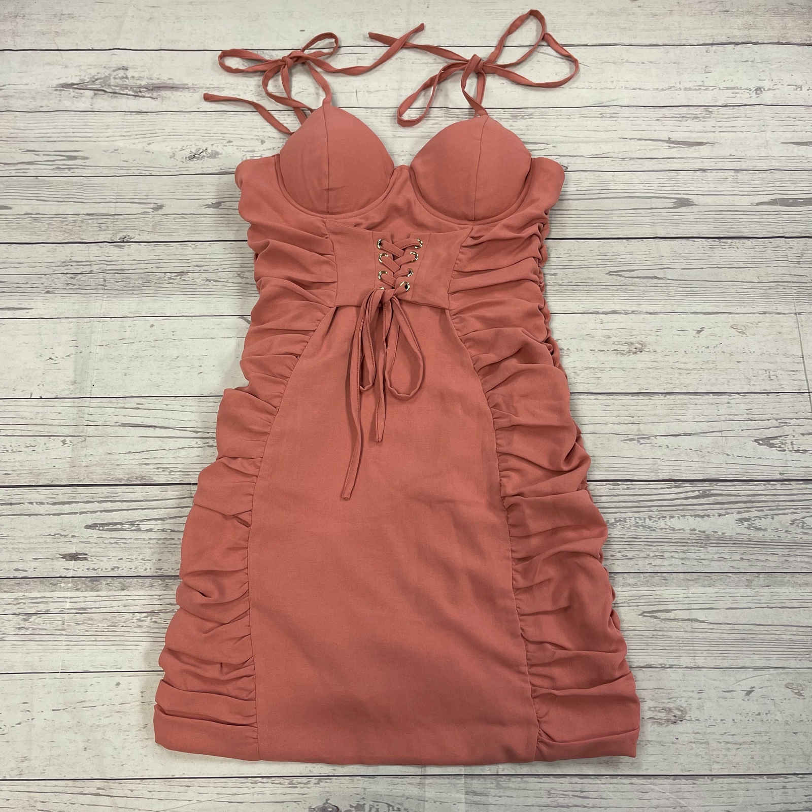 Rare London Ruch Mini Body Conscious Pink Dress Women’s Size 8 New