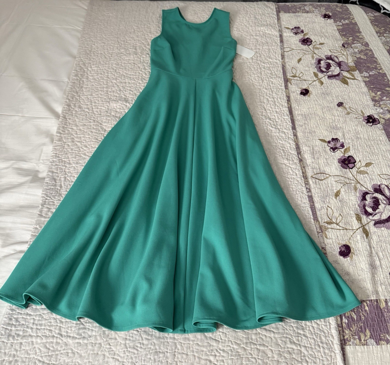 Chelsea 28 Green Solid Round Neck Pleated Pocket Knit Long Maxi gown XXS
