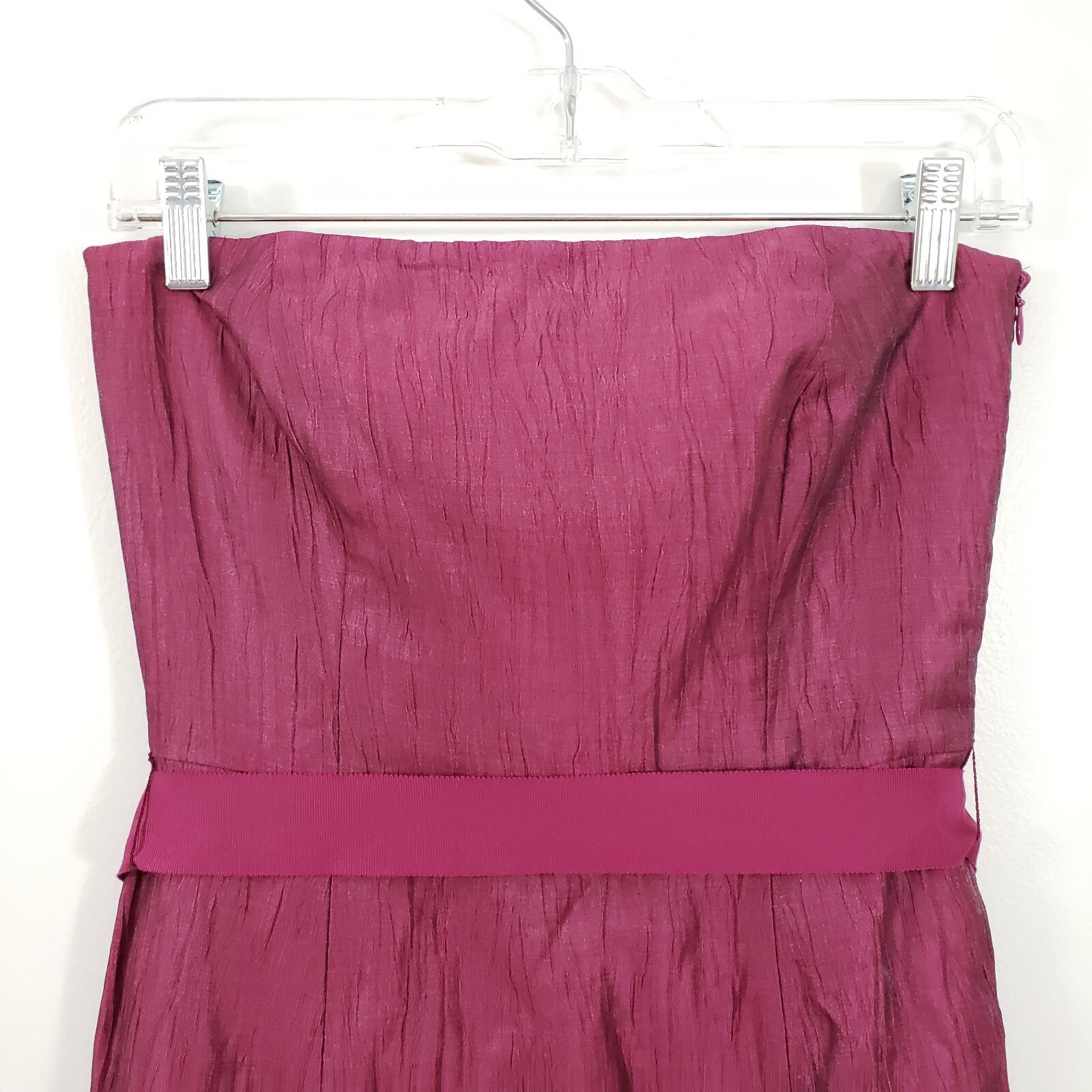 Ann Taylor Loft Size 6P Strapless Dress Magenta Slight Shimmer Taupe Gray
