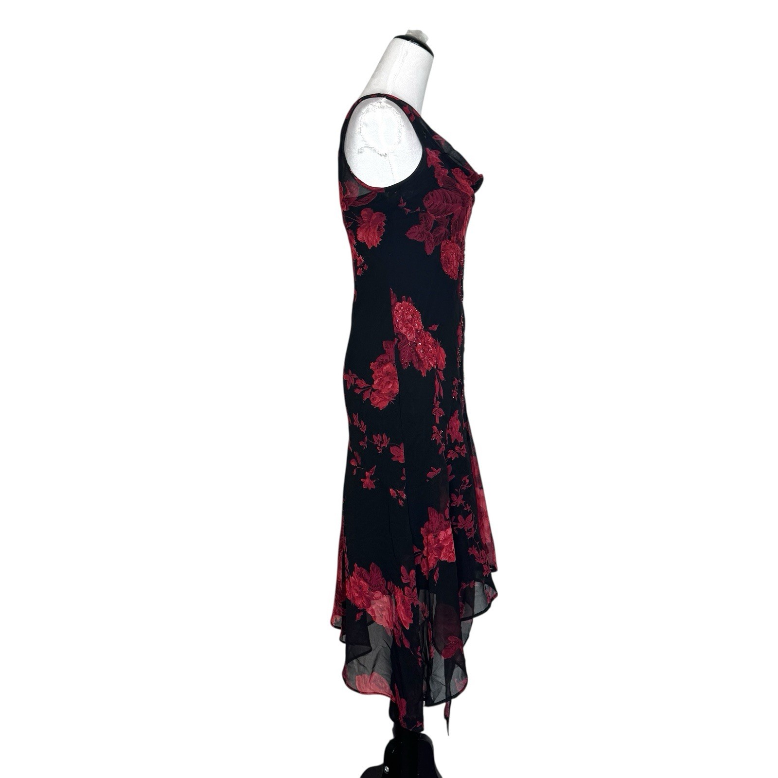 Connected Apparel Dress Y2K Sheer Floral Beaded Grunge Fairy Whimsygoth Size S