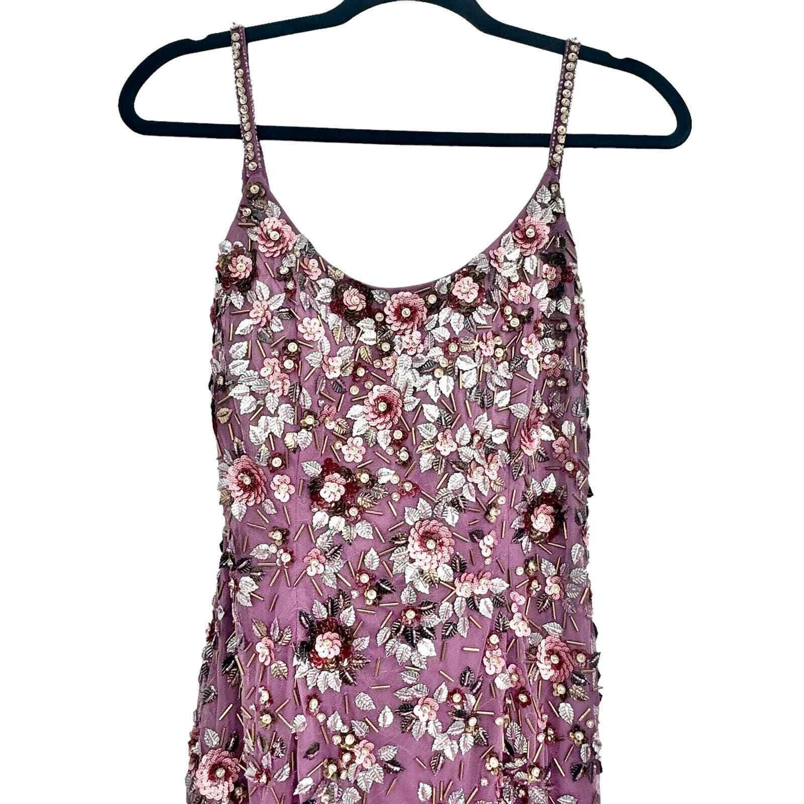 NWT MAC DUGGAL FLORAL EMBELLISHED LOW BACK SCOOP NECK ROSE PINK DRESS 10 5477