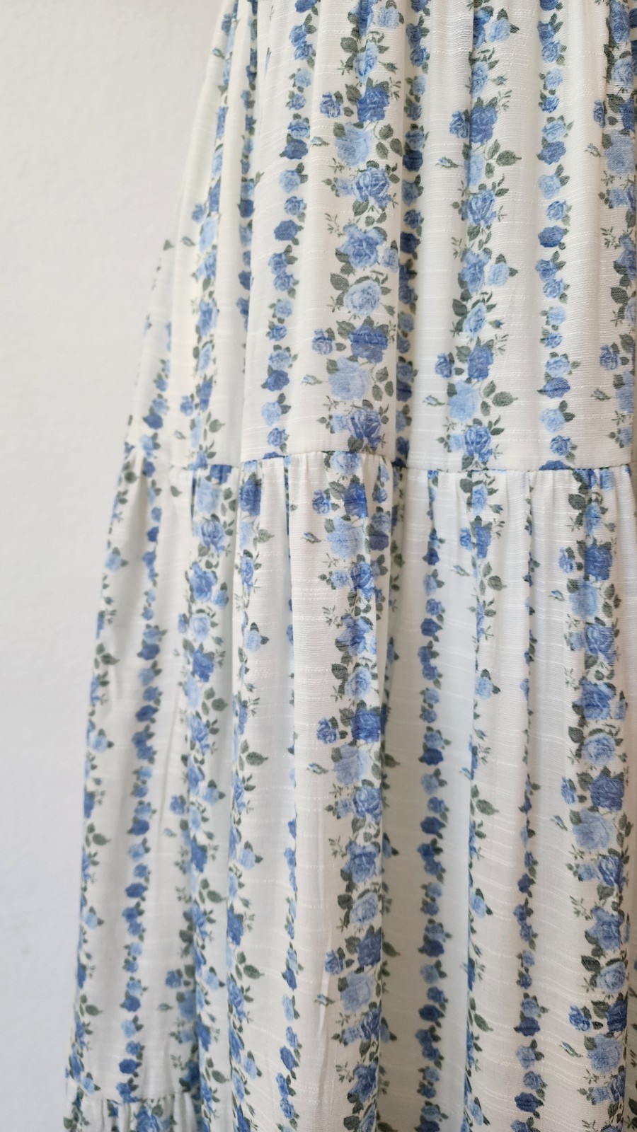 New Anthro Maxi Dress Size Small Blue Floral Coquette Wedding Brunch Crochet