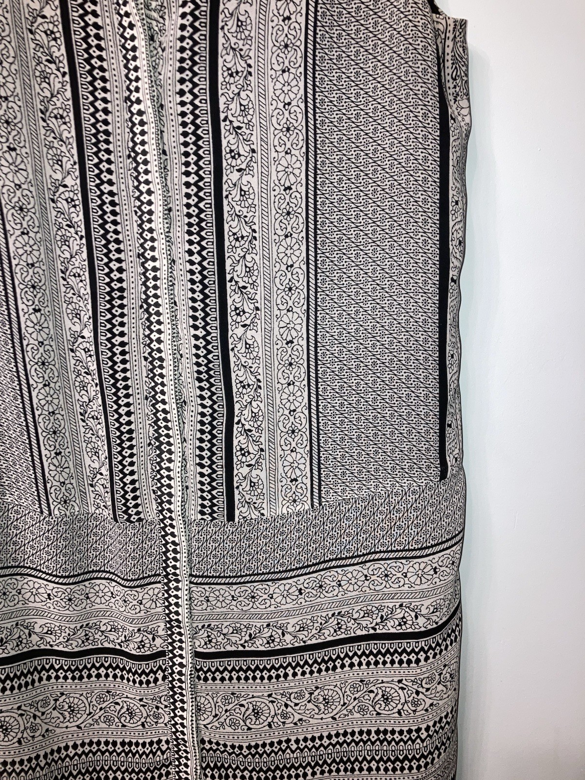 Bailey 44 Black & White Stripe Print Sleeveless Collar Shift Dress Medium