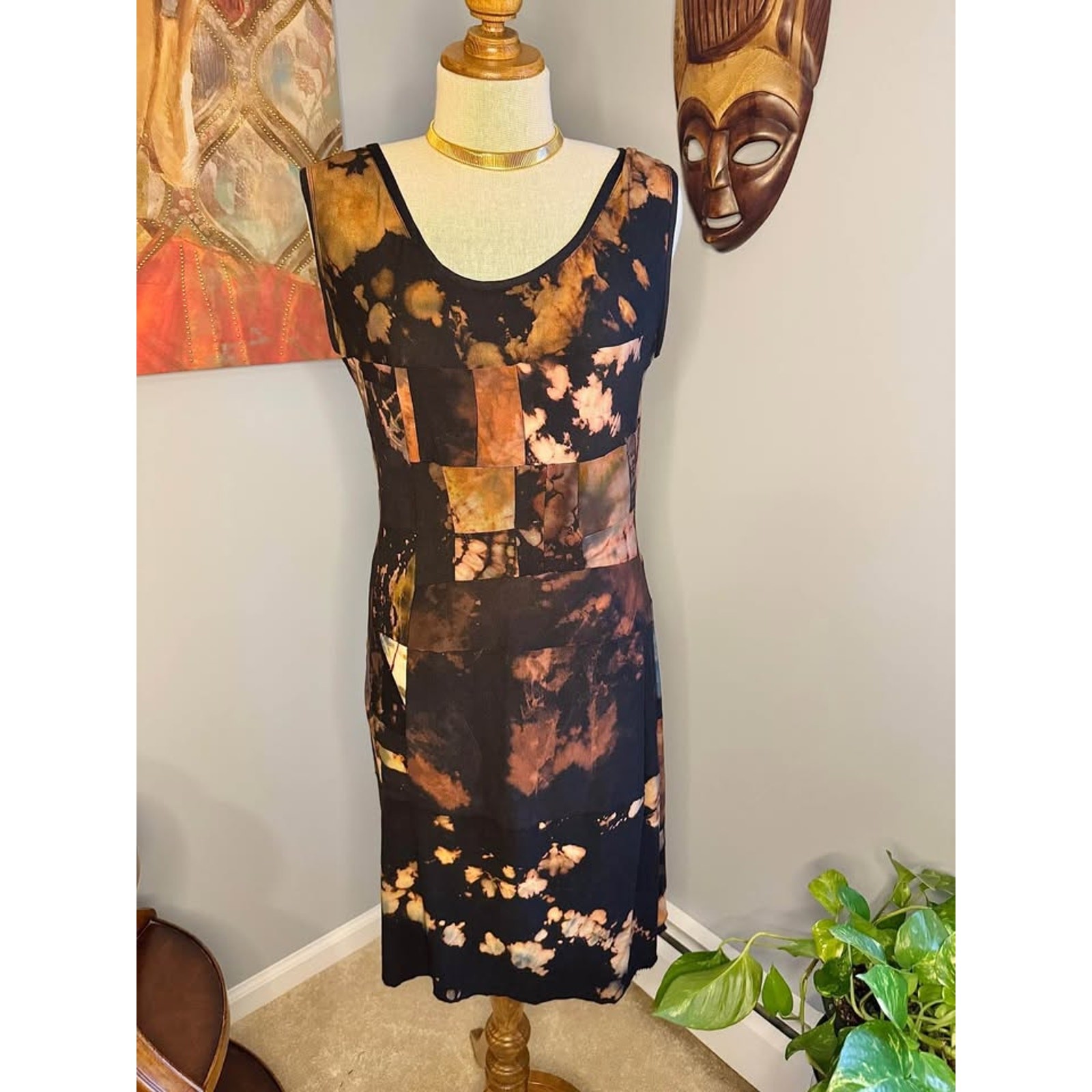 Handmade Organic Bamboo Reverse Tie Dye Patchwork Dress by Jeorjia Shea