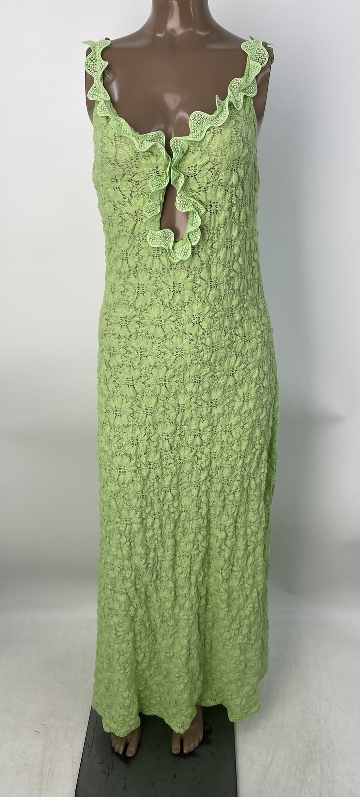 Waimari Womens Maxi Dress Green Size M Maea Front Cut Out V-Neck Cotton Blend