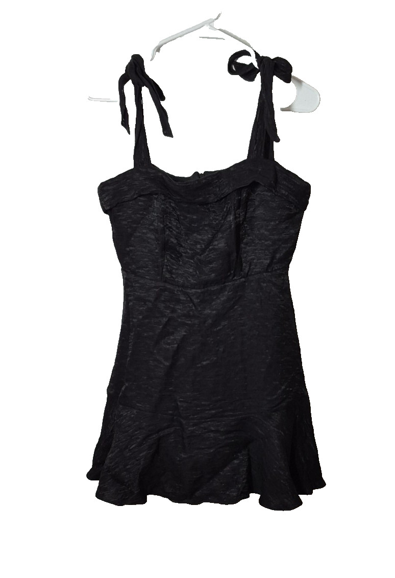 Urban SocialFit & Flare Dress Womens Small Black Tie Strap Ruffle Hem Mini
