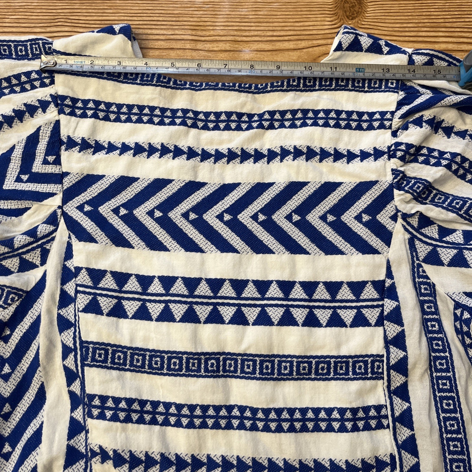 Old Navy Blue & White Tribal Aztec Jacquard Airy Dress Pockets Grecian Sz Lg NWT
