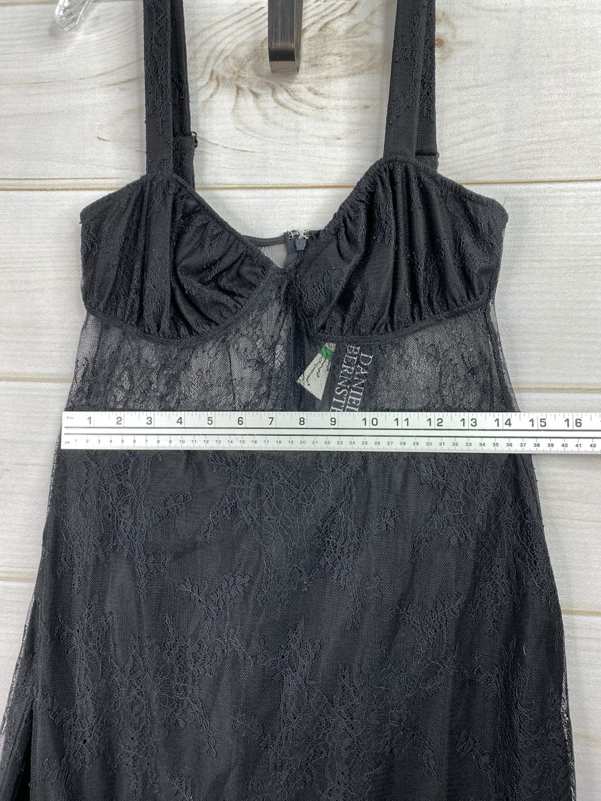 Danielle Bernstein Lace Dress Sz L Black Semi Sheer Sleeveless Bustier NWT