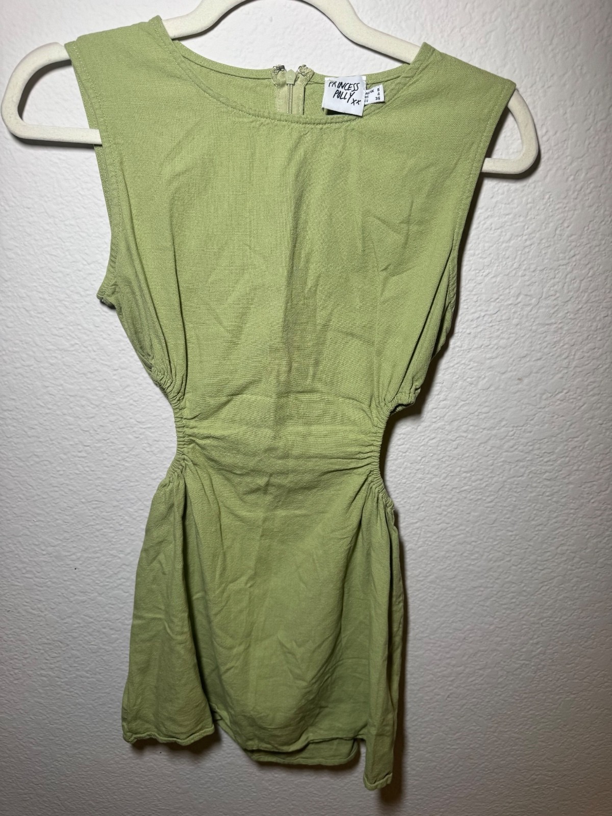 Princess Polly Light Green Sleeveless Cutout Mini Dress Size U.S. 4