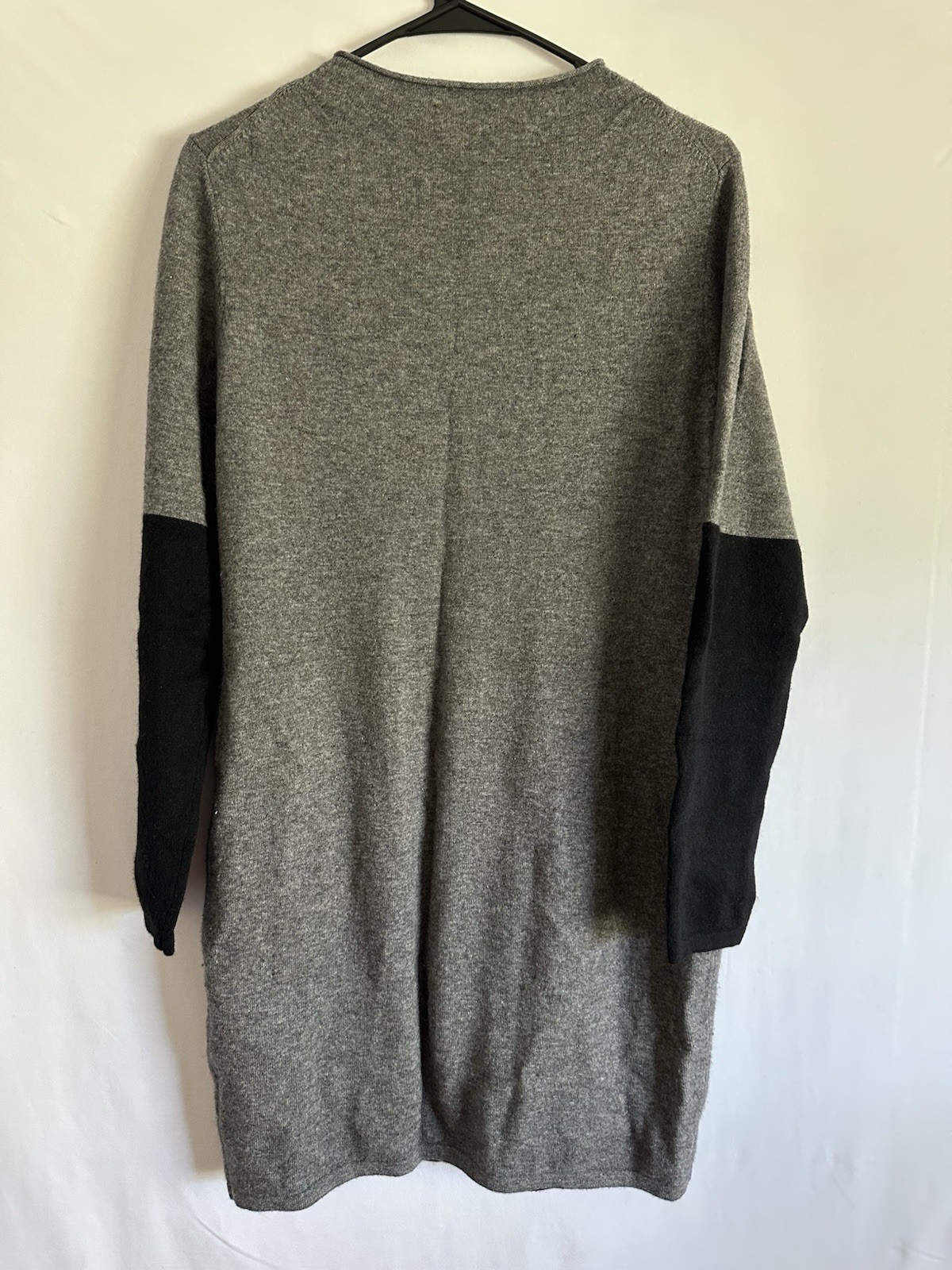 Lochleven Wool Cashmere Blend Colorblock High Neck Sweater Dress Black Gray Sz L