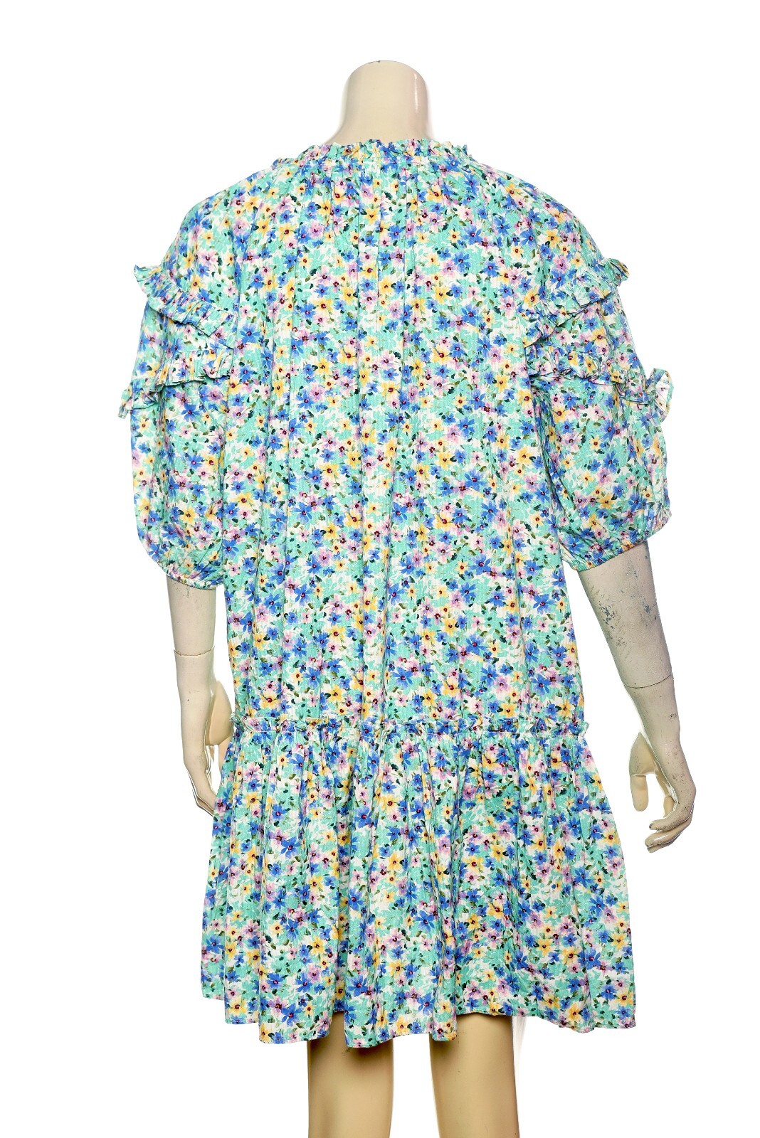 Shoshanna Elyse Floral Print Mini Cotton Dress L 10 Women Ruffle Short NEW 46123
