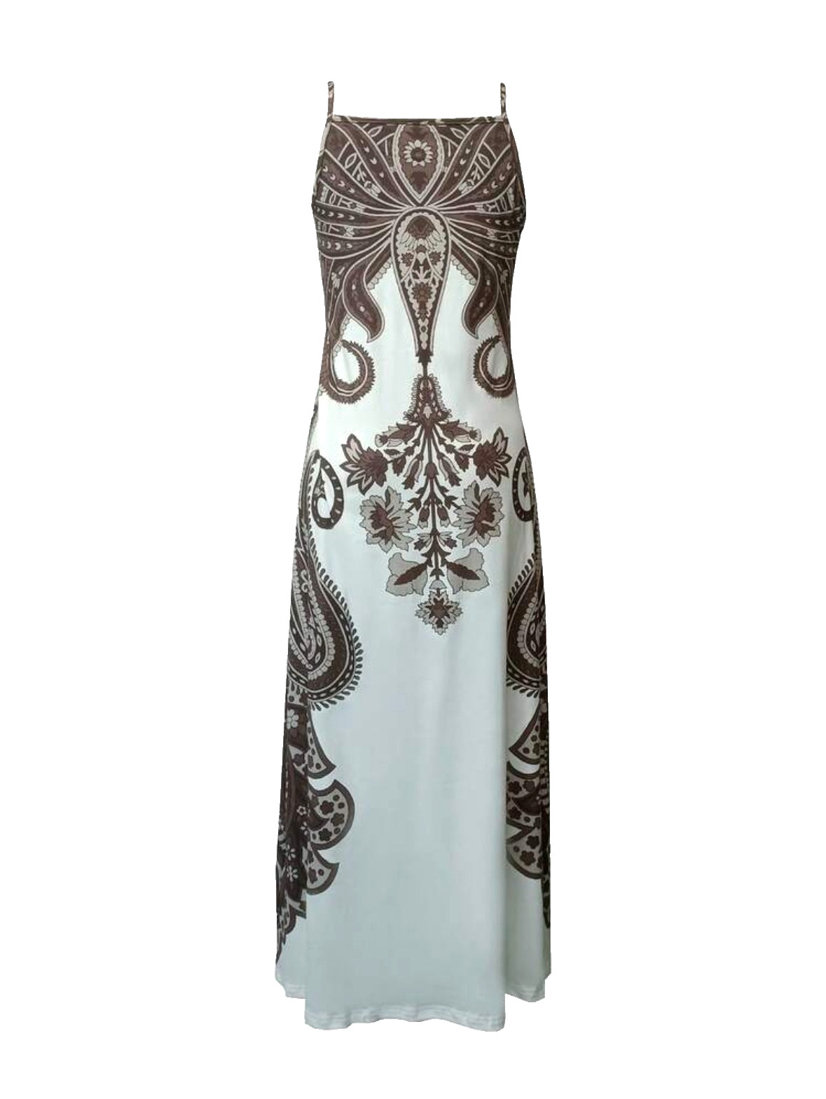 Vintage Floral Print V-Neck Sleeveless Summer Dress Size 12 (XL)