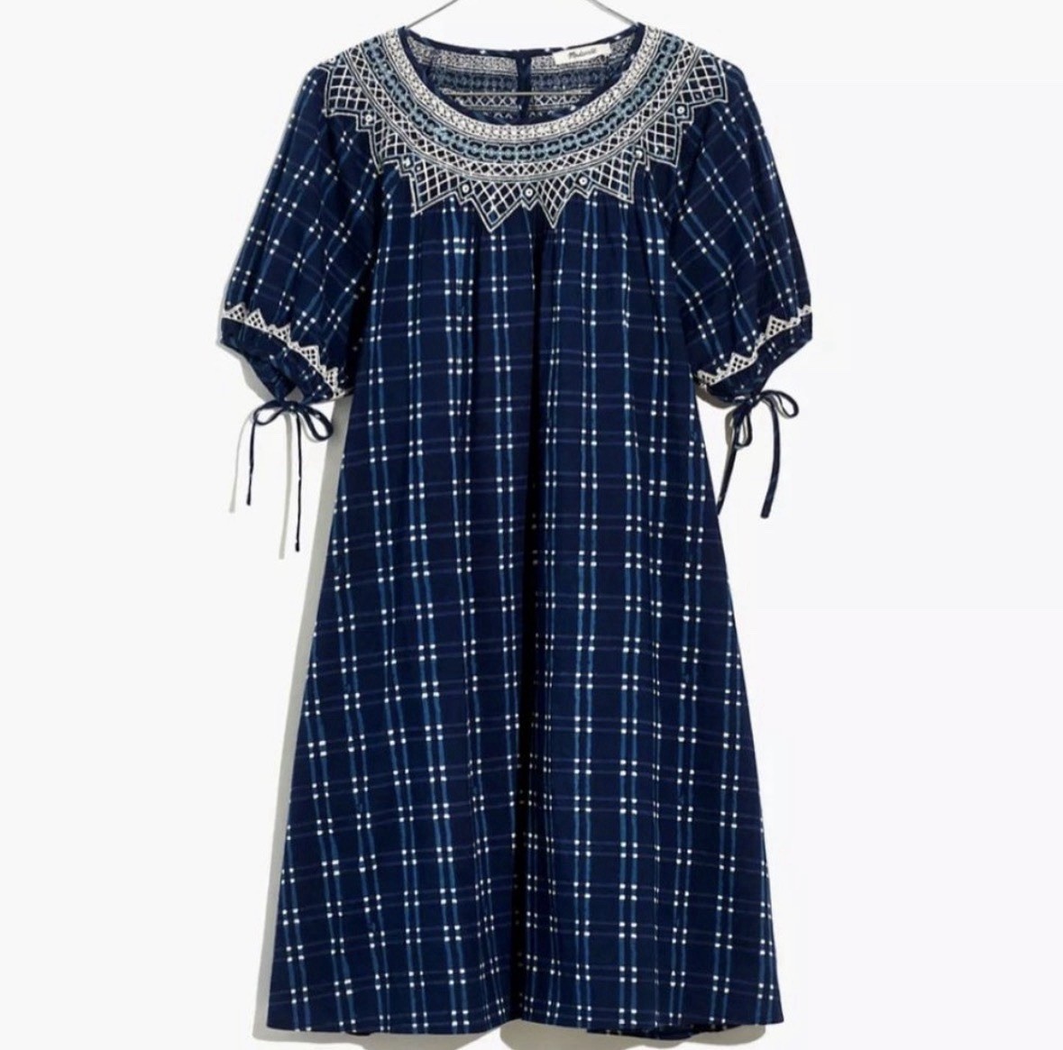 Madewell Embroidered Puffy Sleeve Dress Pockets Cottagecore Prairie Babydoll M