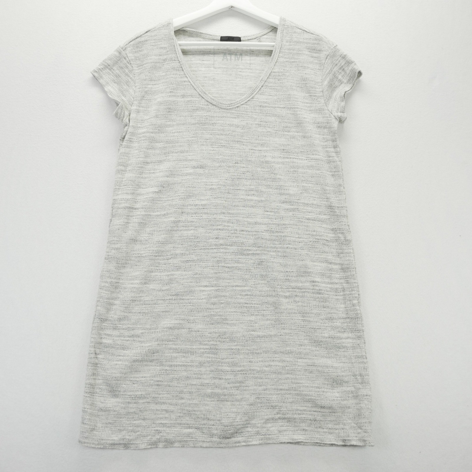ATM Anthony Thomas Melillo Grey Space Dye Scoop Neck T-Shirt Dress XS AW2102-OX