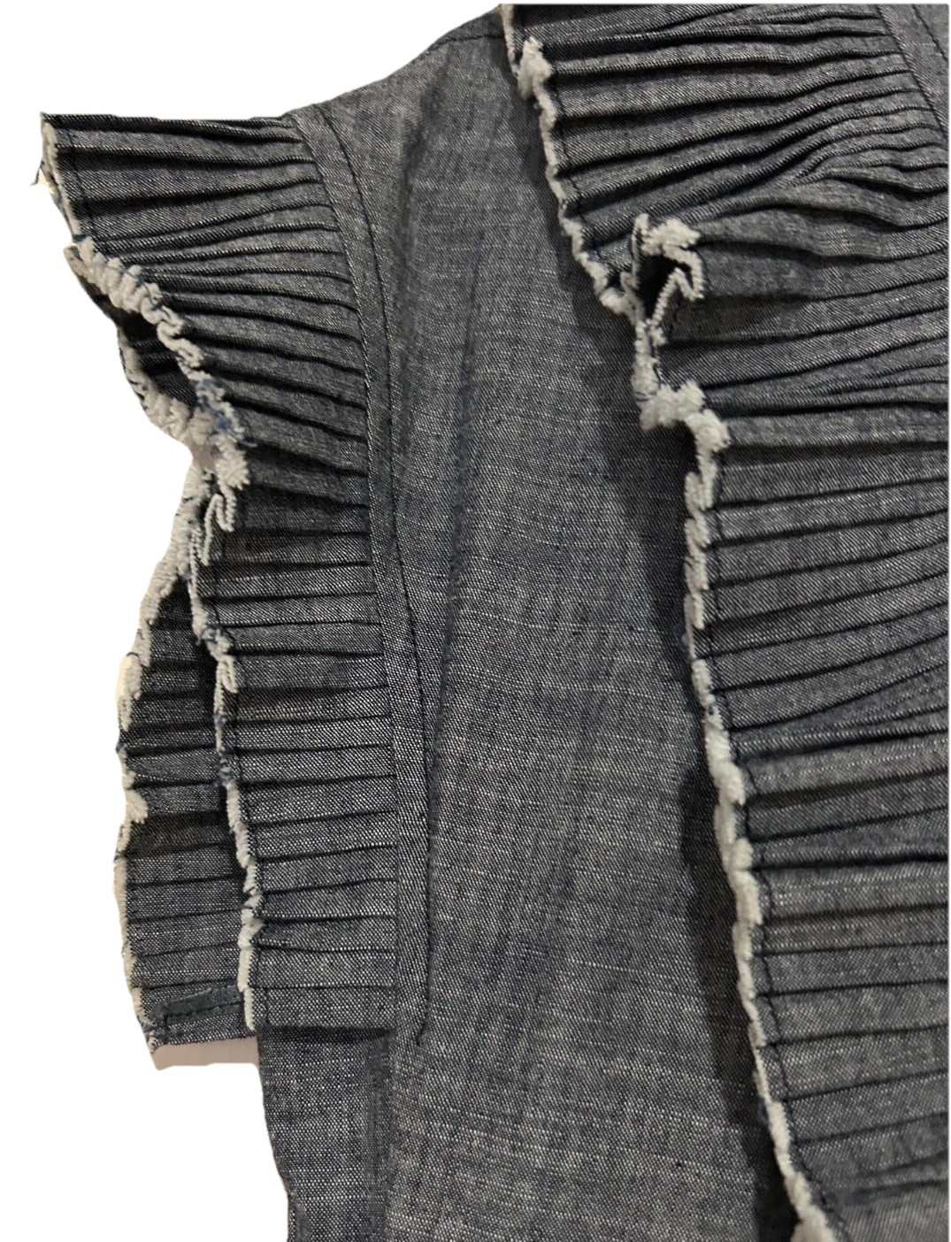 Coach Lightweight Cotton Chambray Shift Dress with Ruffles Size 6 Designer!