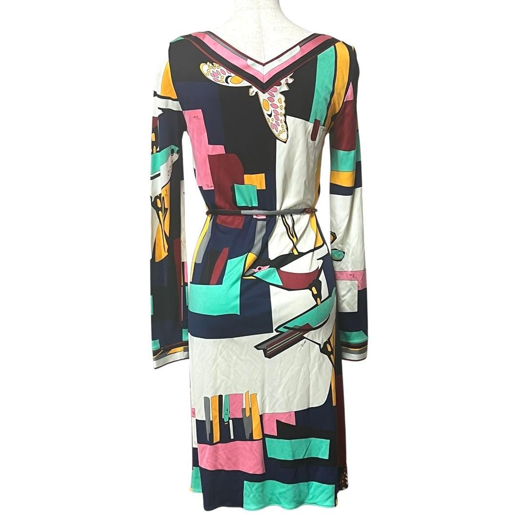 EMILIO PUCCI Geometric Print One piece Dress US 4 Used, Good Condition F/JPN
