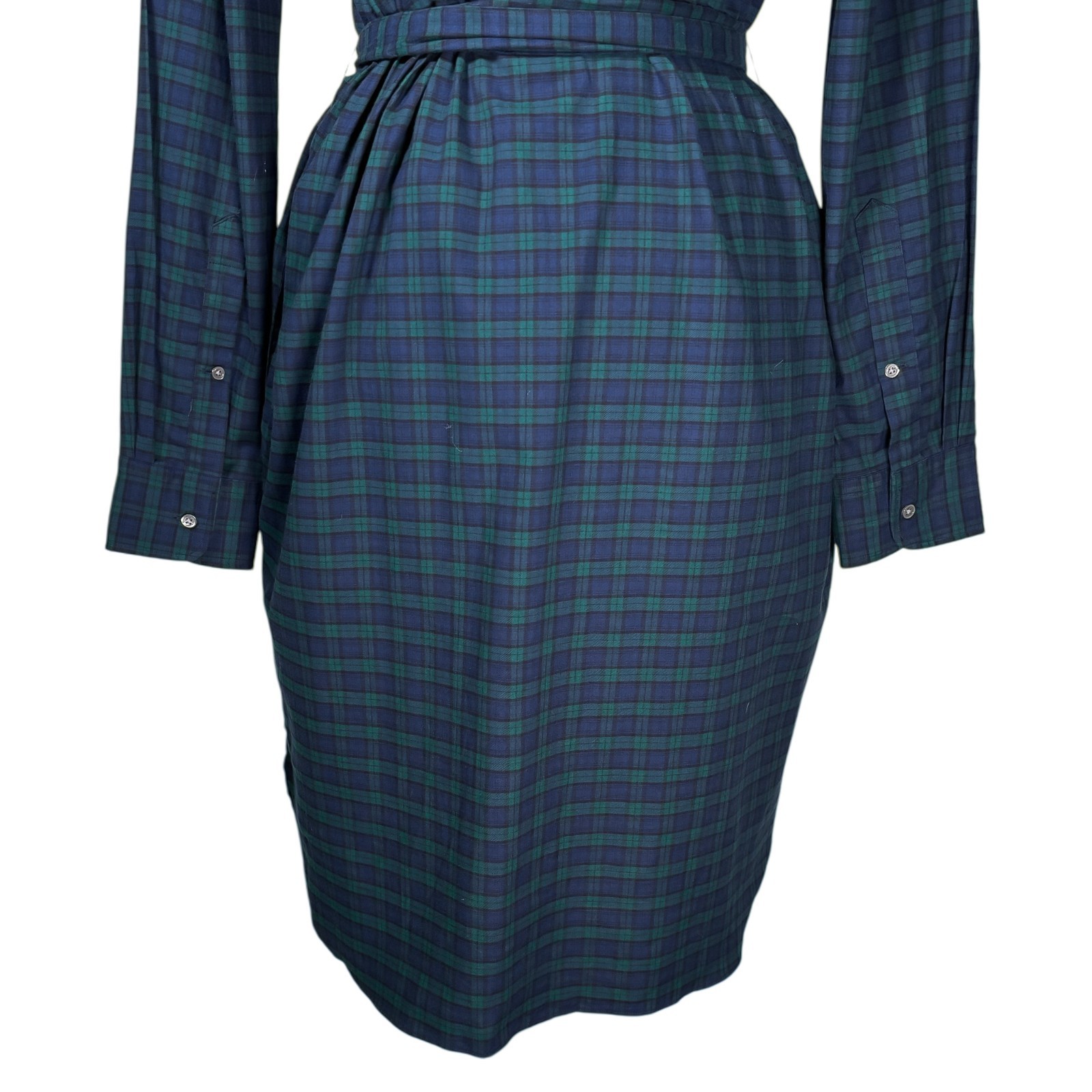 Polo Ralph Lauren Womens 12 NWT Green Blue Plaid Cotton Belted Shirt Dress