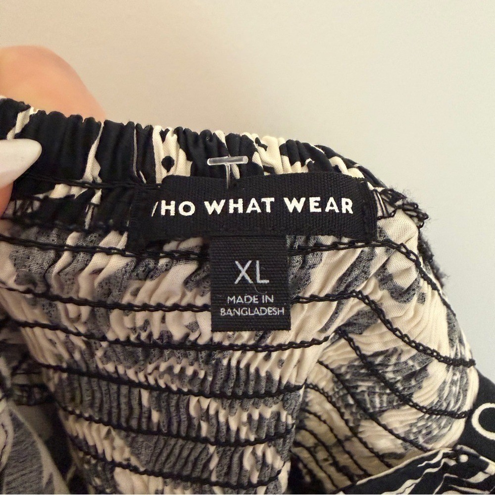 Who What Wear Batik Floral Burch Midi Dress Black & White