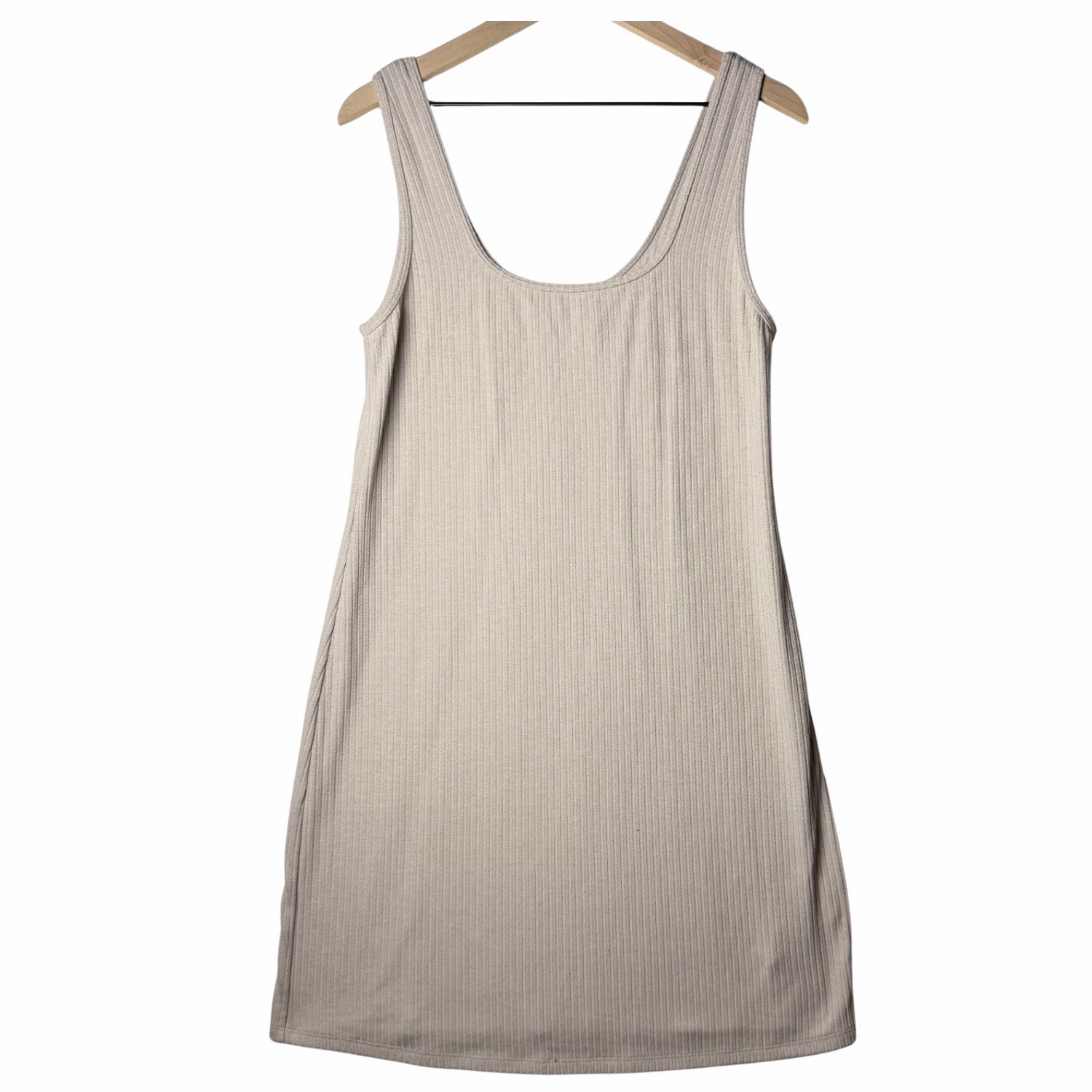 Abercrombie & Fitch Dress Beige Oatmeal Ribbed Knit Swing Sundress Women’s XL