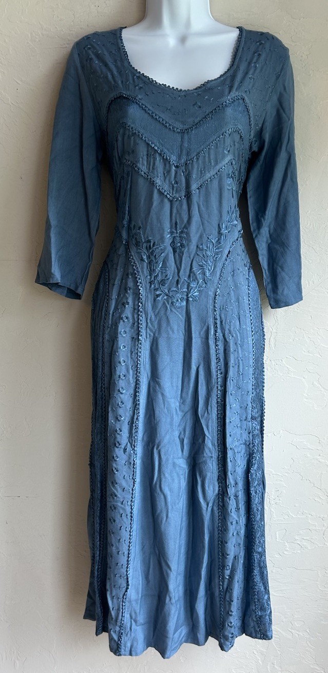 Marisol Embroidered Midi Dress M NWT Lace Up Boho Whimsigoth Fairy Cottagecore