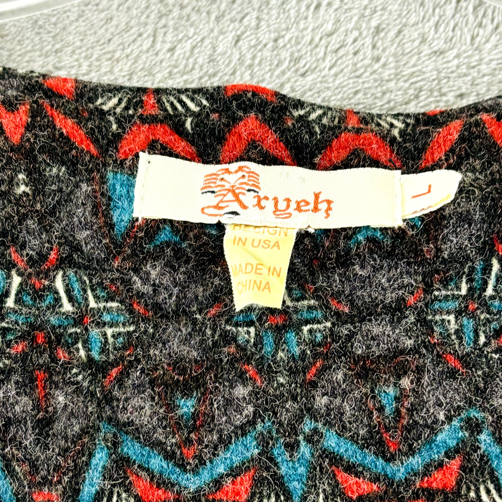Aryeh Sweater Dress Womens L Black Multicolor Knit Long Sleeve Knee Length