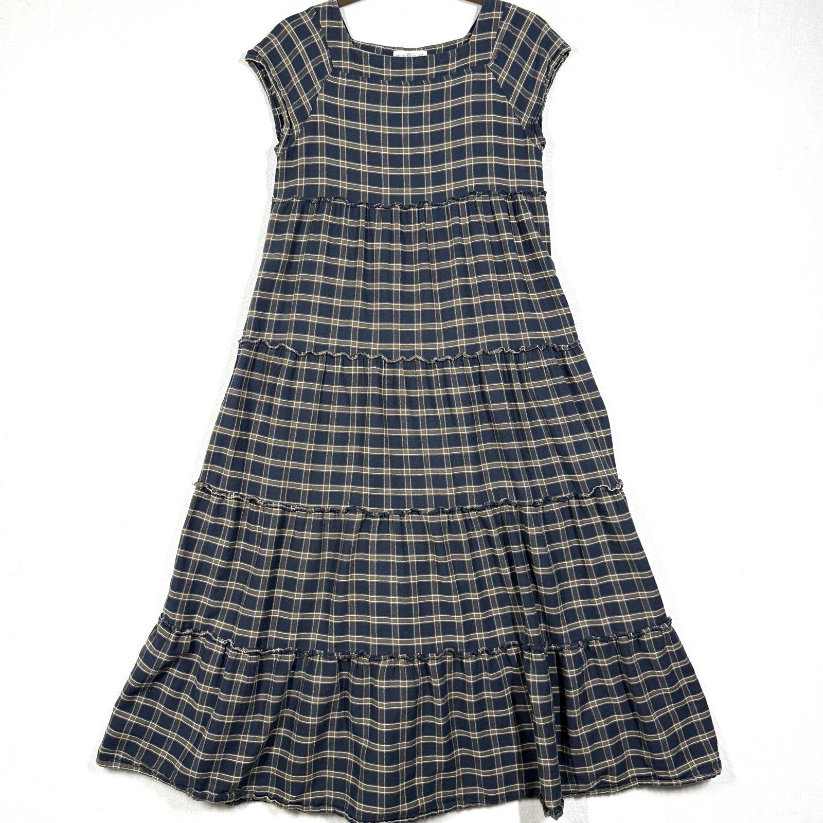 Natural Life Dress Womens XS Berkley Plaid Tiered Maxi Boho Cottagecore Prairie