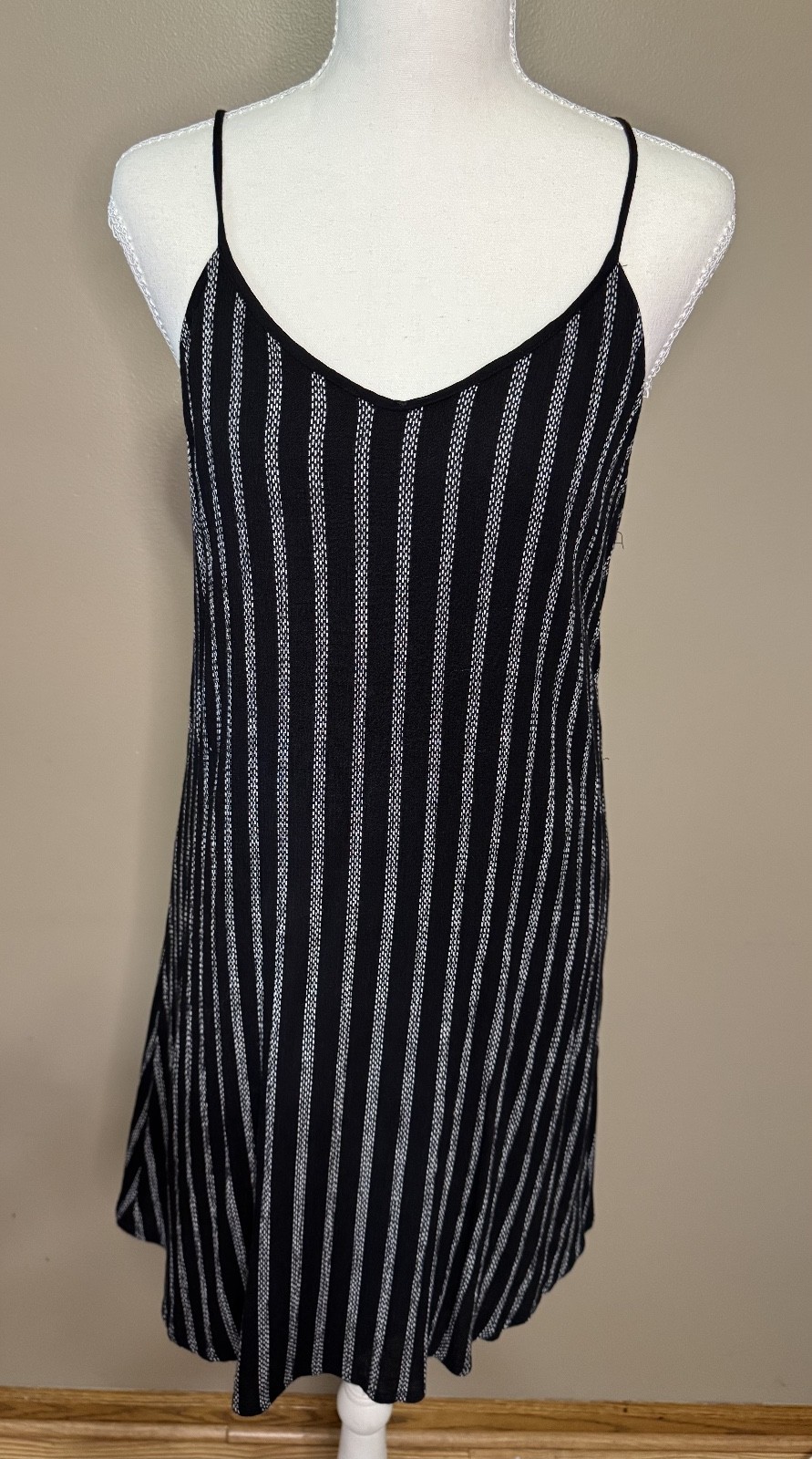 Blue Rain Black and White Striped Sundress Size M #1093