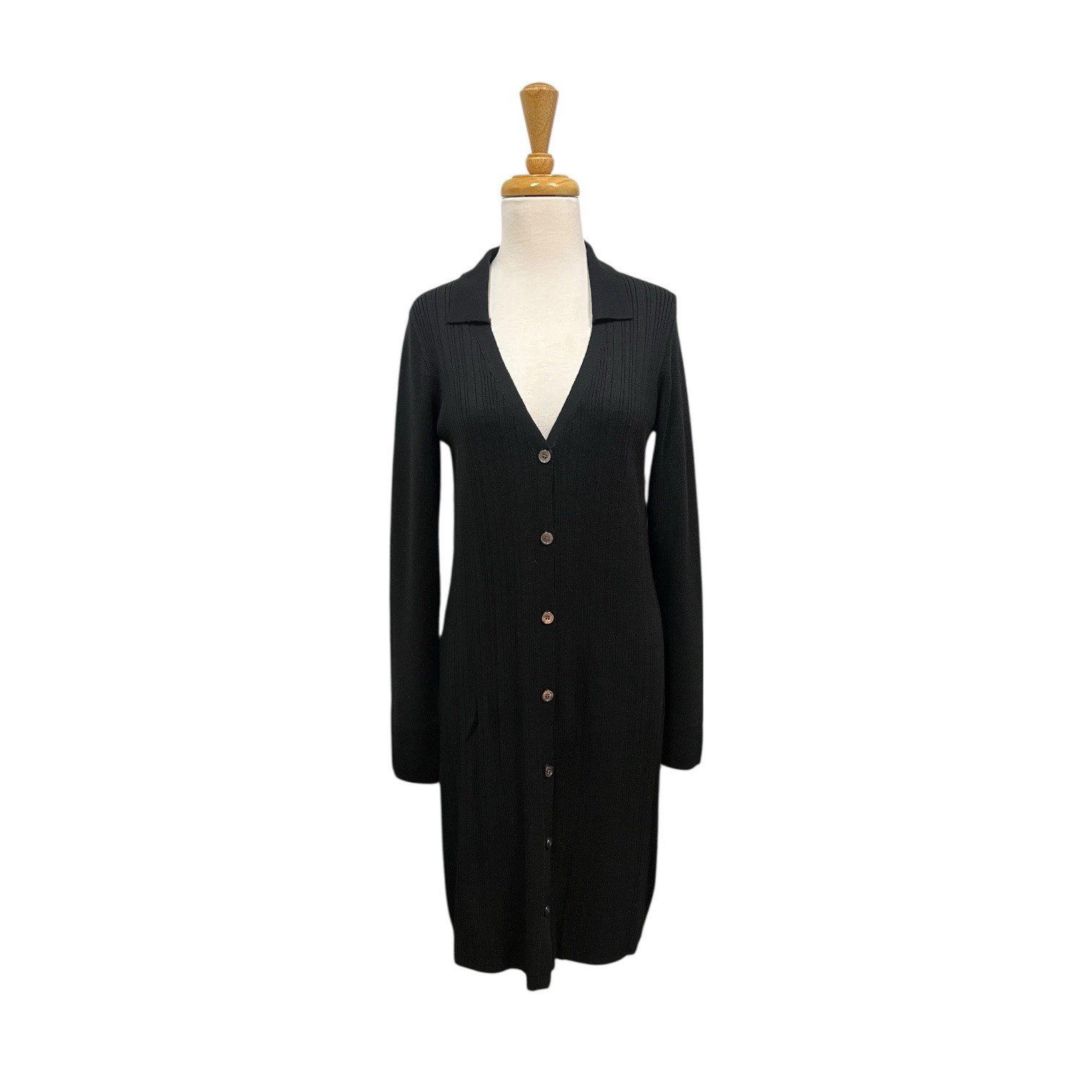 ATM Anthony Thomas Melillo Merino Wool Sweater Dress Size L Large Black $475