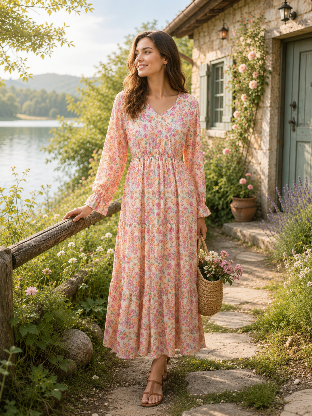 SIMPLY SOUTHERN Floral Prairie Dress Cottagecore Romantic Midi Size 12 NWT