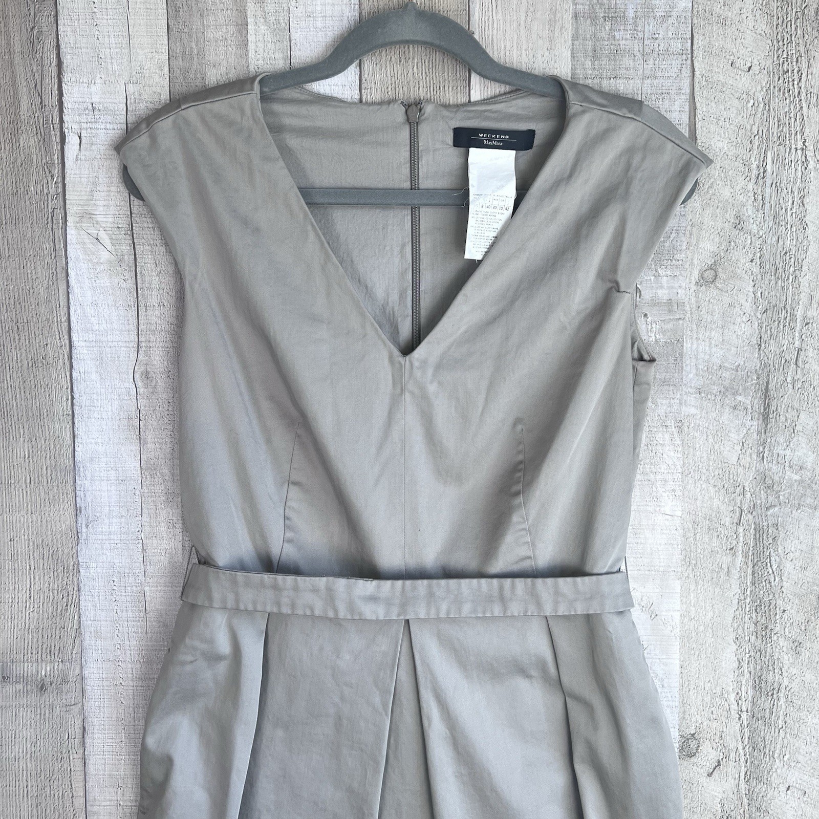 Max Mara Weekend FANELLO A Line Dress Women Size 40/ US-8 Dove Gray Pleated Belt