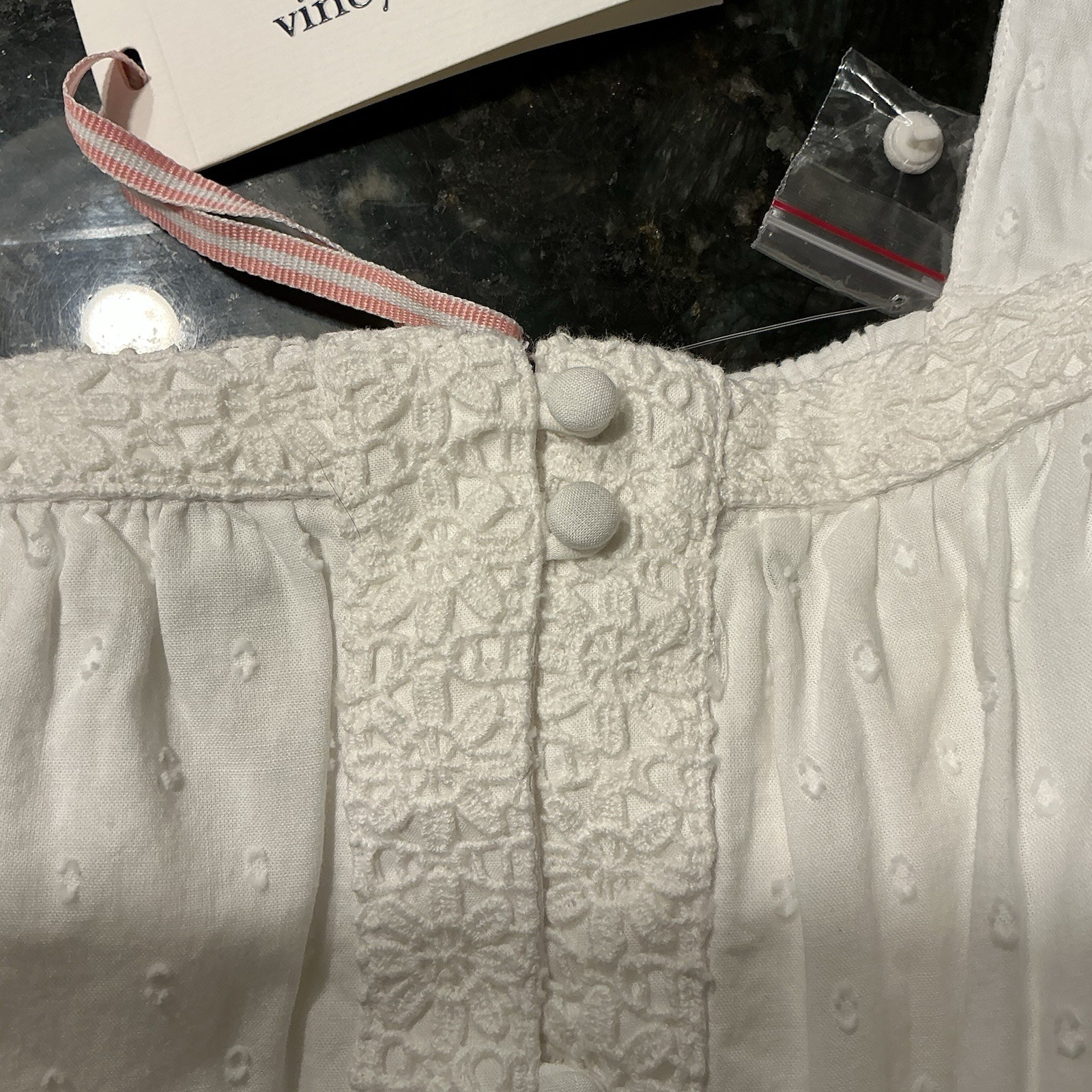 Vineyard Vines White Square Neck Button Front Tie Strap Short Sundress XS