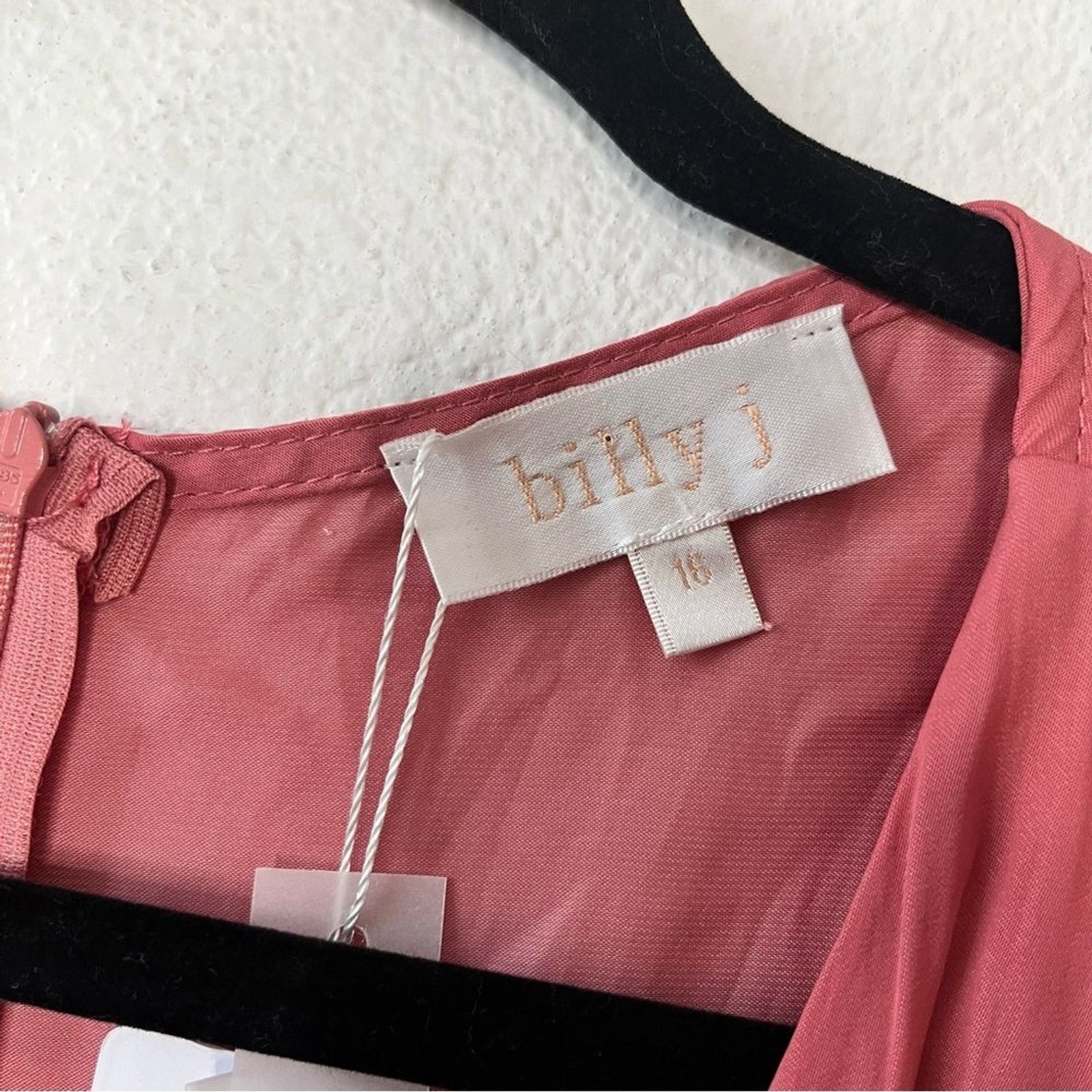 NWT Billy J Sola Satin A-line Mini Dress Long Sleeve in Baked Rose Size 16