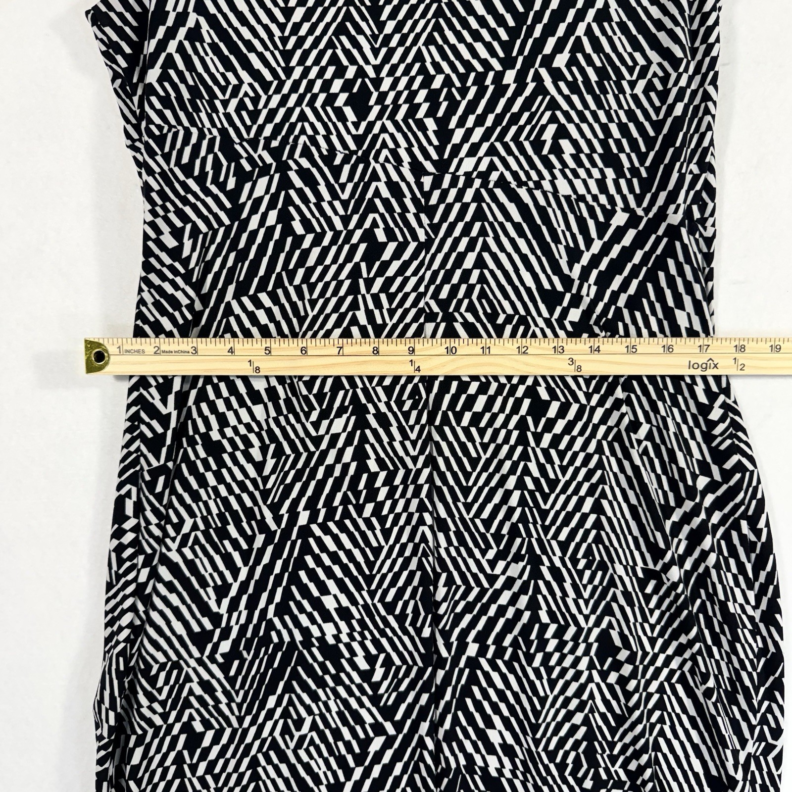 Vtg. Enfocus Studio Women’s Side Ruched Sheath Dress Black & White – Size 14W