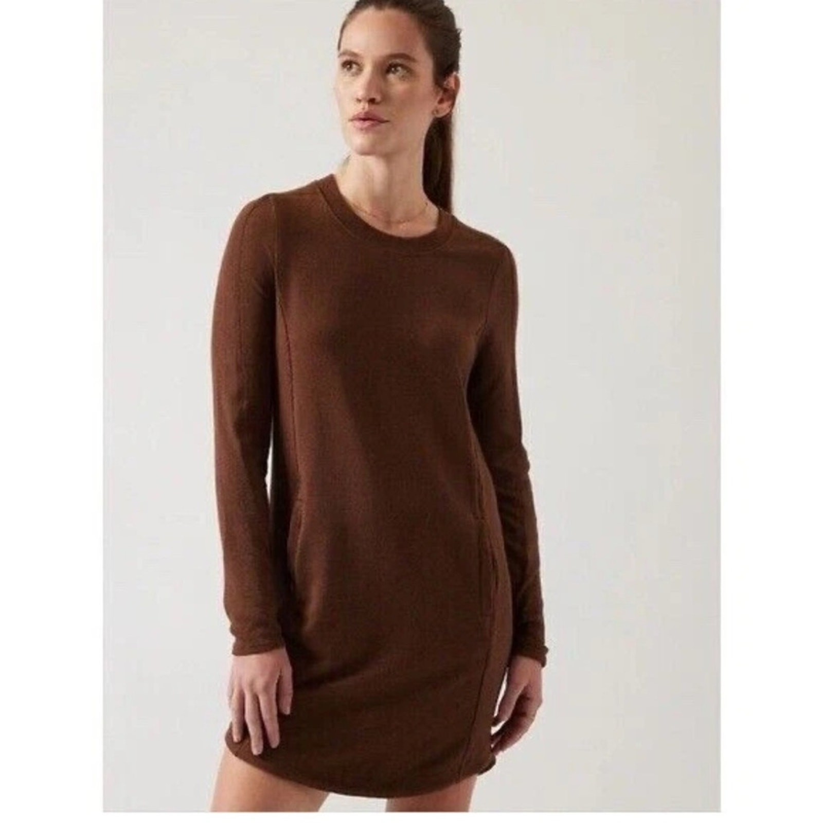 Women’s Athleta Large Rust Colored Modal/Polyester/Lycra Spandex “Balance Dress”