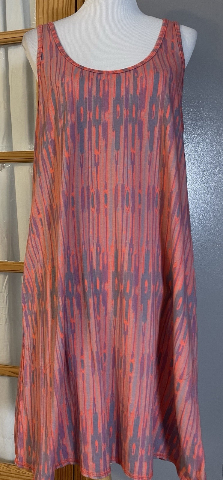 Fresh Produce Mini Tank Dress 2XL Orange Purple Cotton Abstract Pockets USA Made