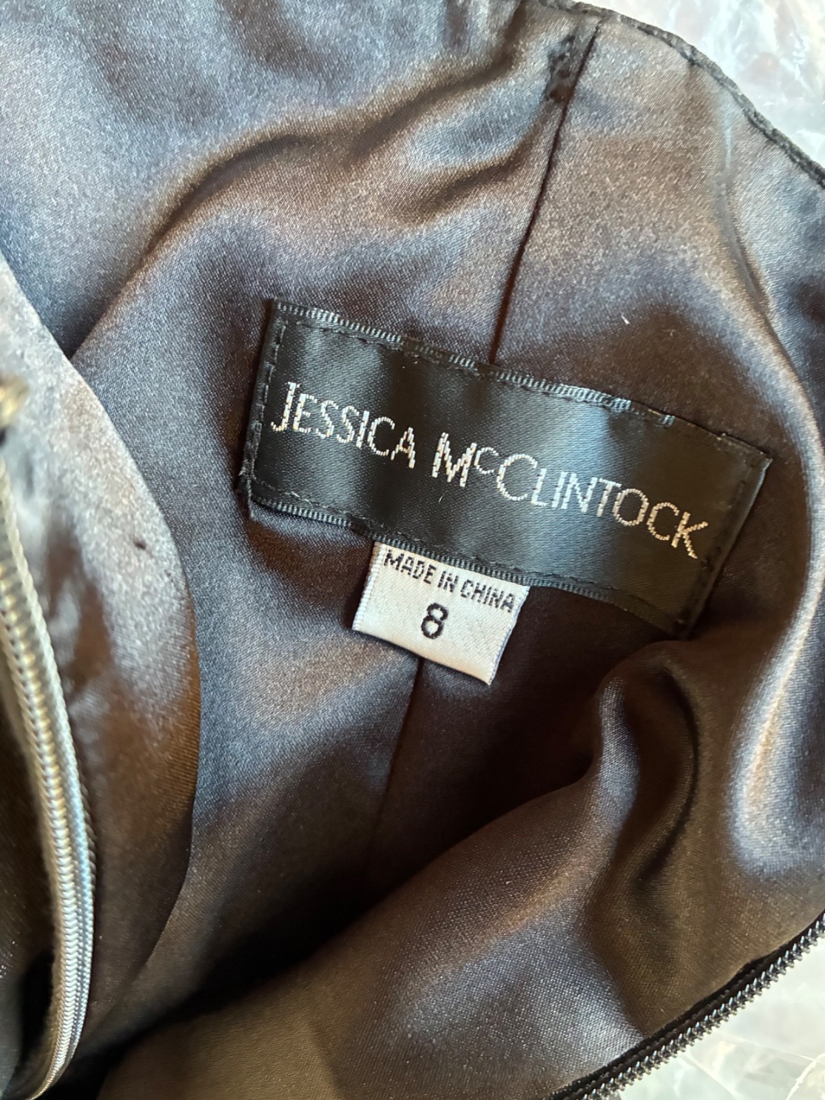 JESSICA McCLINTOCK SIZE 8 STRAPLESS MINI DRESS APPLIQUE DETAIL